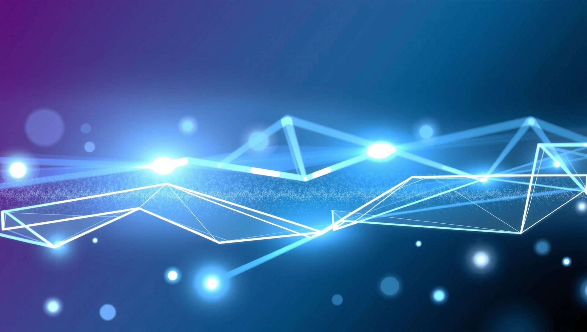 Abstraktní digitální pozadí s holografickými prvky symbolizujícími inovace a budoucí technologie